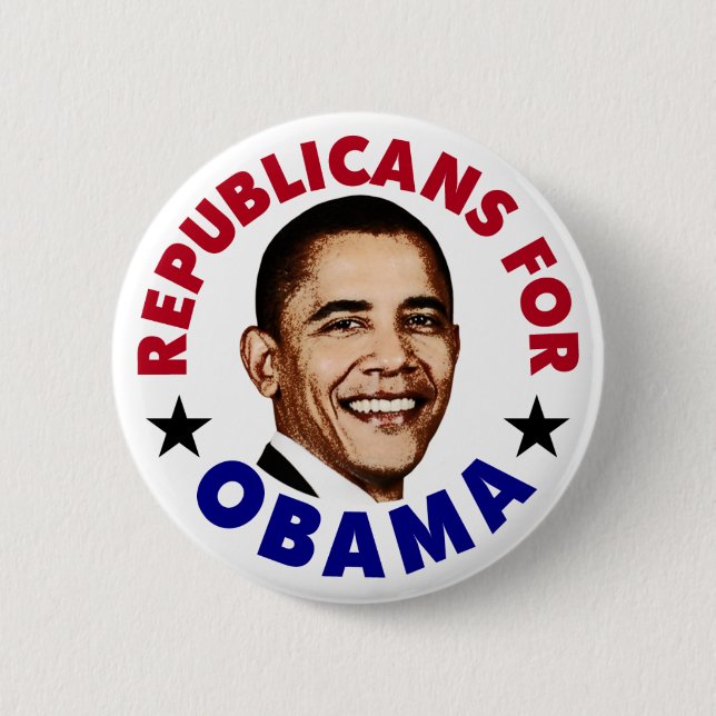 Badge Rond 5 Cm Bouton Républicain Pour Barack Obama (Devant)