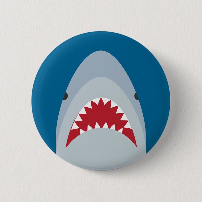 Badge Rond 5 Cm Bouton Requin (Devant)
