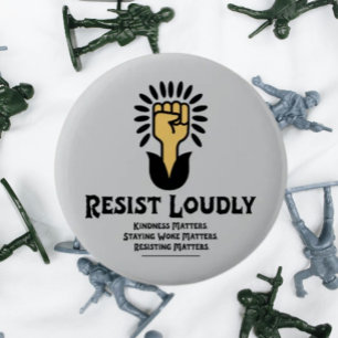 Badge Rond 5 Cm Bouton résistant   Progressiste anti-fasciste
