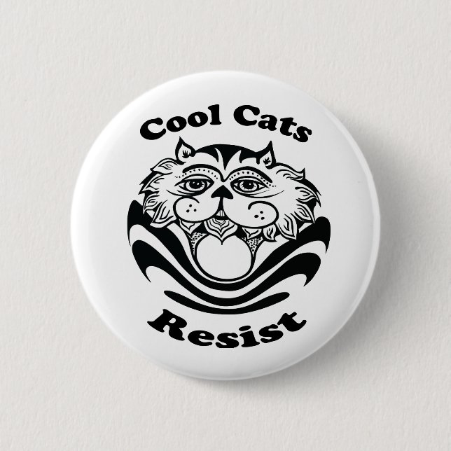 Badge Rond 5 Cm Bouton Résister aux chats cool (Devant)