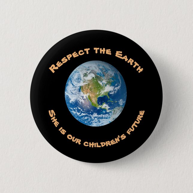 Badge Rond 5 Cm Bouton Respecter la planète Terre Enfants Futur (Devant)