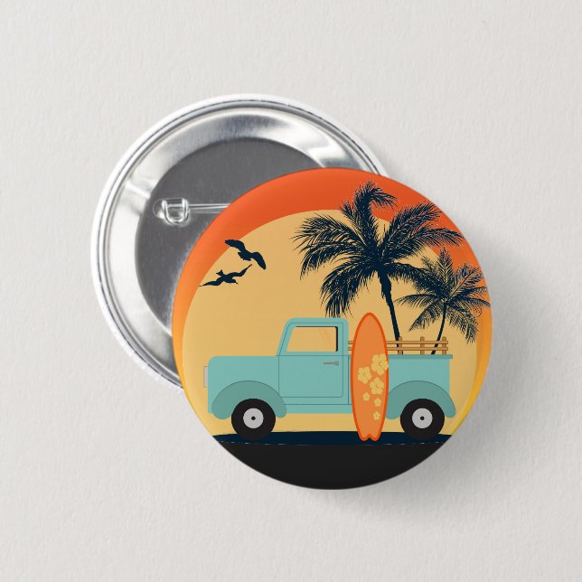 Badge Rond 5 Cm Bouton Rétro surf (Devant & derrière)
