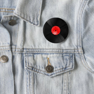 Badge Rond 5 Cm Bouton Retro Vinyl Record - Design Réaliste Cool