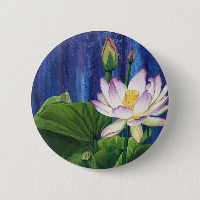 Badge Rond 5 Cm Bouton rêveur de Lotus (Devant)
