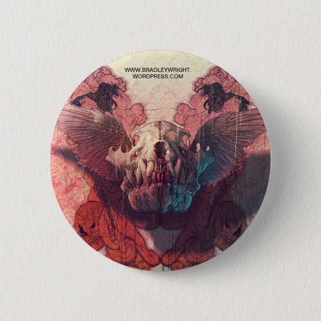 Badge Rond 5 Cm Bouton riant de crâne (Devant)