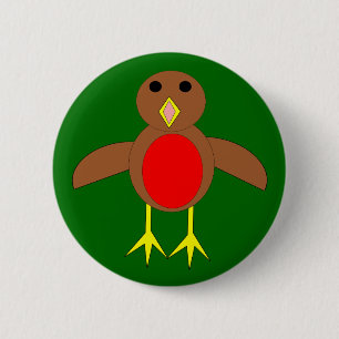 Badge Rond 5 Cm Bouton Robin de Noël
