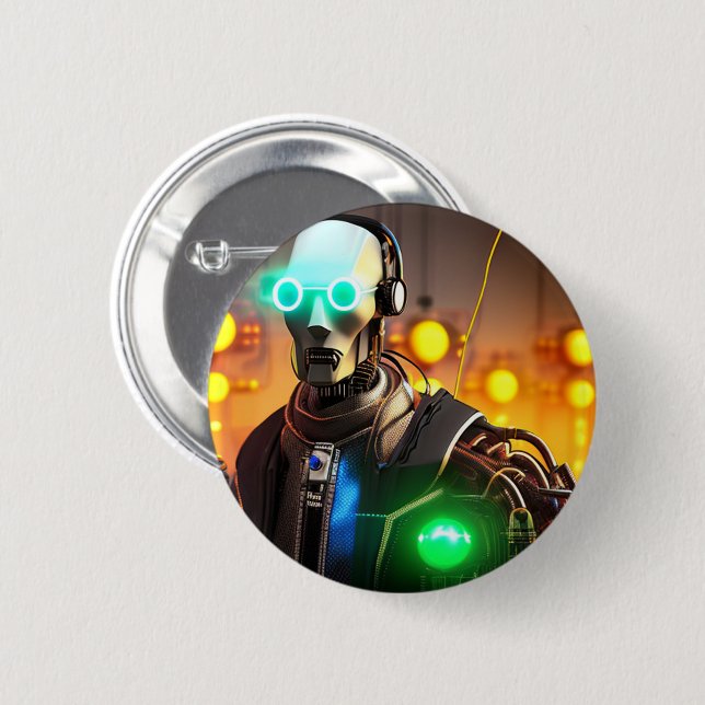 Badge Rond 5 Cm Bouton Robot 2 (Devant & derrière)