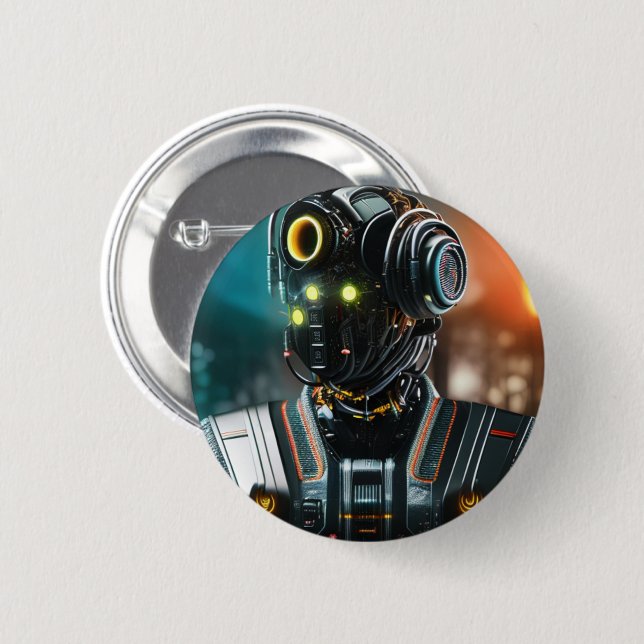 Badge Rond 5 Cm Bouton Robot 3 (Devant & derrière)