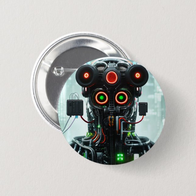 Badge Rond 5 Cm Bouton Robot 5 (Devant & derrière)