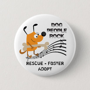 Badge Rond 5 Cm Bouton Rocher Chien People