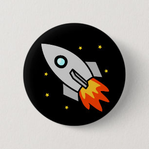 Badge Rond 5 Cm Bouton Rocket