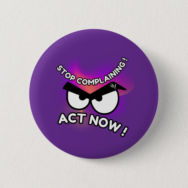 Badge Rond 5 Cm Bouton rond : Agir maintenant (violet) (Devant)