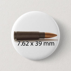 Badge Rond 5 Cm Bouton rond AK47 Ammo 7,62 x 39 mm