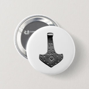 Badge Rond 5 Cm Bouton rond blanc Marteau de Thor en acier