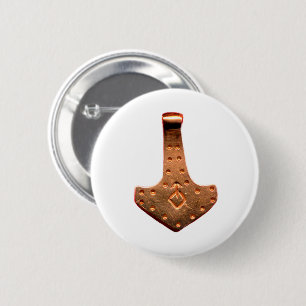 Badge Rond 5 Cm Bouton rond blanc Marteau de Thor en cuivre