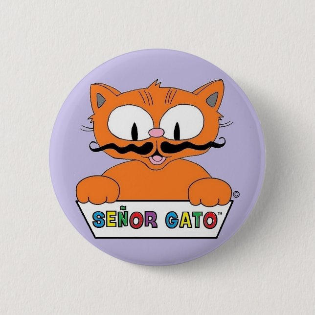 Badge Rond 5 Cm Bouton rond Cat Senor Gato de la Moustache de dess (Devant)