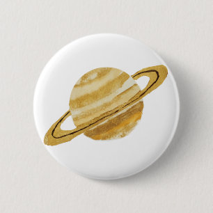 Badge Rond 5 Cm Bouton rond d'aquarelle de planète de Saturn