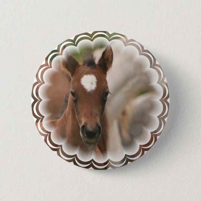 Badge Rond 5 Cm Bouton rond de bébé de cheval (Devant)