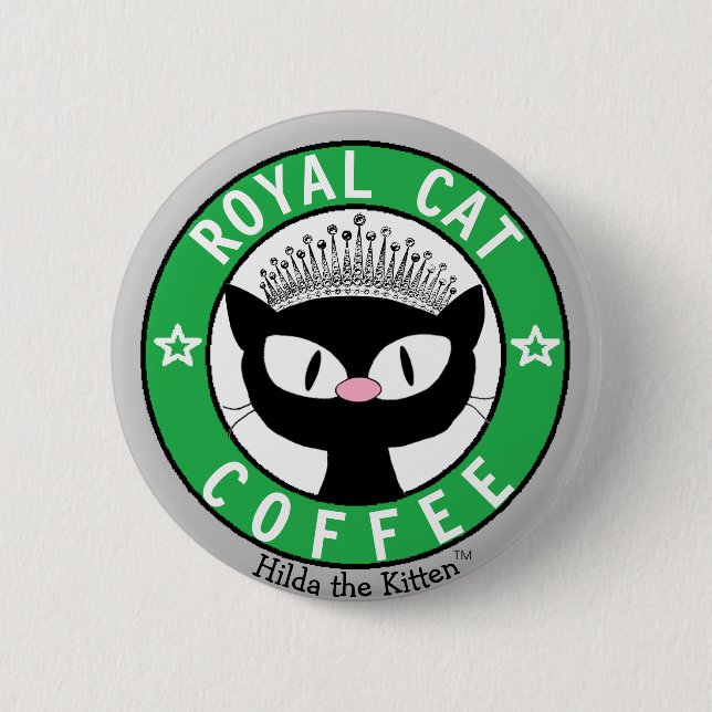 Badge Rond 5 Cm Bouton rond de chat noir CAFÉ ROYAL CAT (Devant)