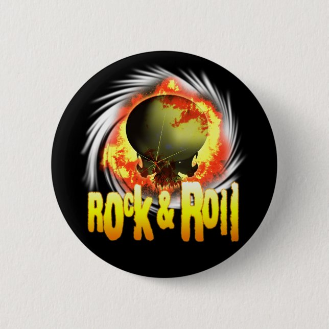 Badge Rond 5 Cm Bouton rond de crâne de roche et de petit pain (Devant)