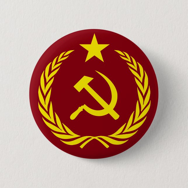 Badge Rond 5 Cm Bouton rond de drapeau communiste de guerre froide (Devant)