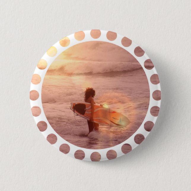 Badge Rond 5 Cm Bouton rond de fille de surfer (Devant)