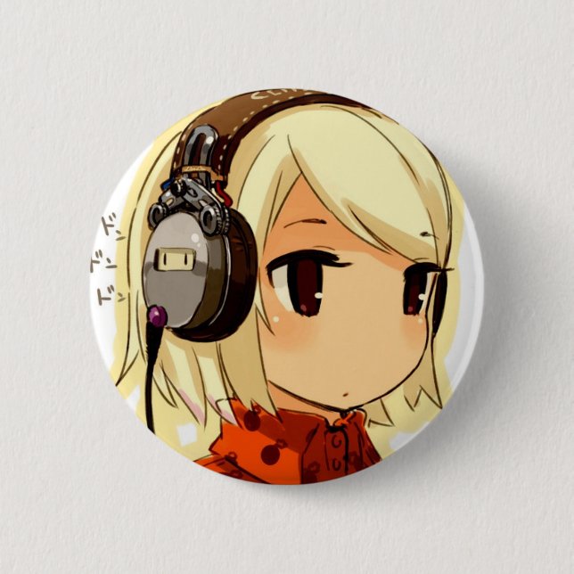 Badge Rond 5 Cm Bouton rond de musique de Chibi (Devant)