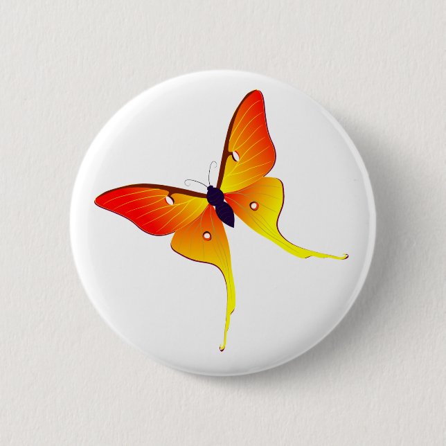 Badge Rond 5 Cm Bouton rond de papillon orange de flamme (Devant)