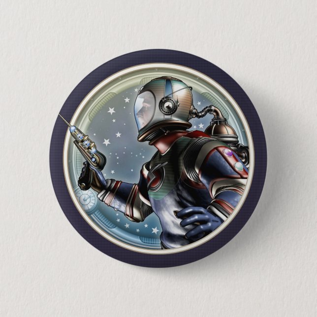 Badge Rond 5 Cm Bouton rond de rétro astronaute (Devant)