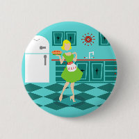 Bouton rond de rétro cuisine