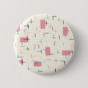 Badge Rond 5 Cm Bouton rond de rétro motif rose atomique