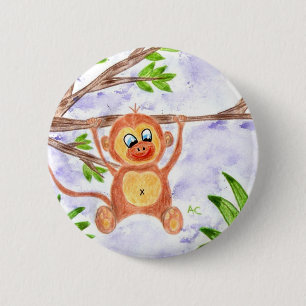 Badge Rond 5 Cm Bouton rond de singe Jungle