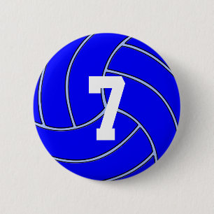Badge Rond 5 Cm Bouton rond de volley-ball bleu JERSEY PERSONNALIS