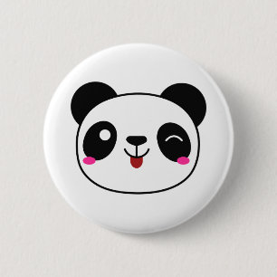 Badge Rond 5 Cm Bouton rond d'Emoji de panda