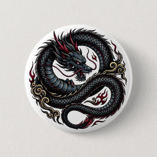 Badge Rond 5 Cm Bouton Rond Dragon de Feu Féroce 🐉🔥 FantasyButto