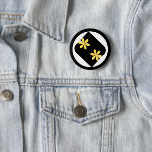 Badge Rond 5 Cm Bouton rond fleur de marguerite jaune et noir