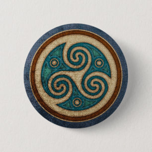 Badge Rond 5 Cm Bouton rond foncé de Triskele