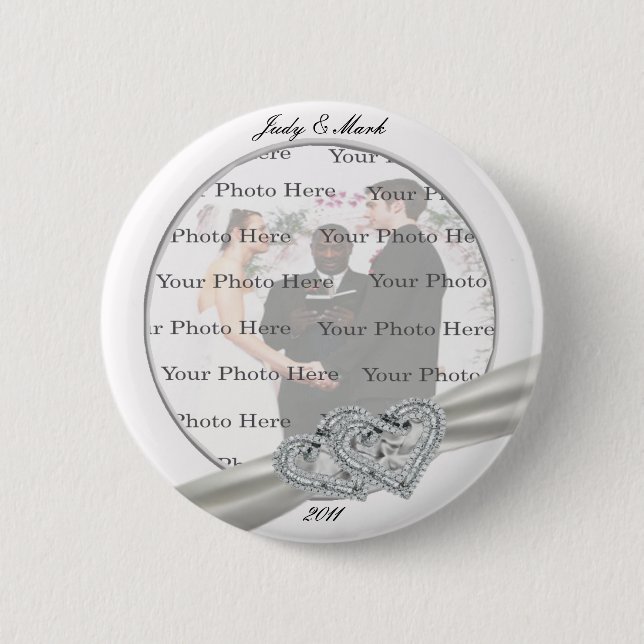Badge Rond 5 Cm Bouton rond Mariage blanc Coeurs (Devant)