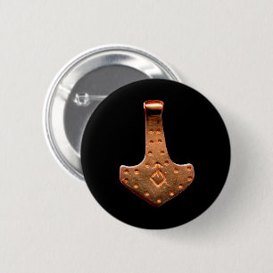 Badge Rond 5 Cm Bouton rond noir du marteau de Thor en cuivre
