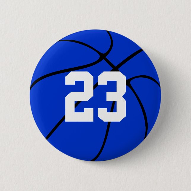 Badge Rond 5 Cm Bouton rond Numéro de maillot de Basket Bleu (Devant)