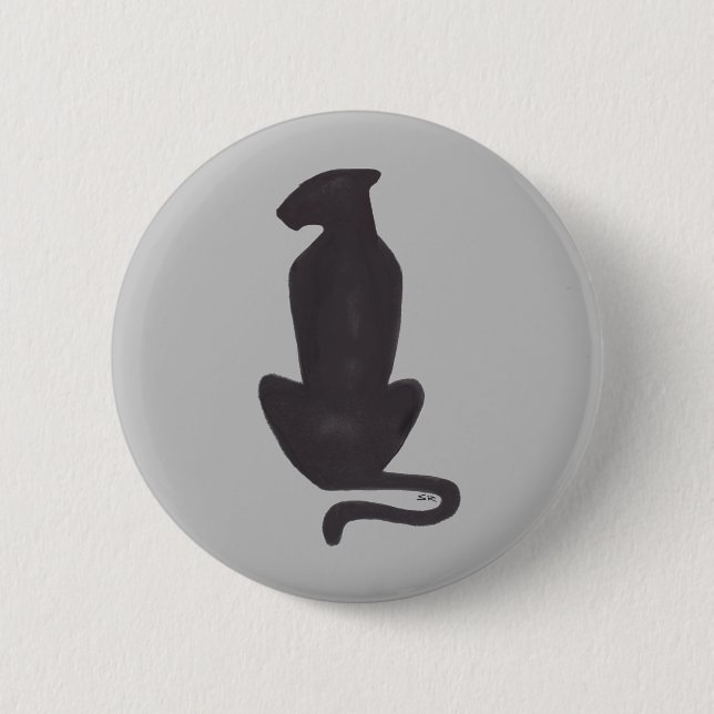 Badge Rond 5 Cm Bouton rond Silhouette Chat Noir (Devant)