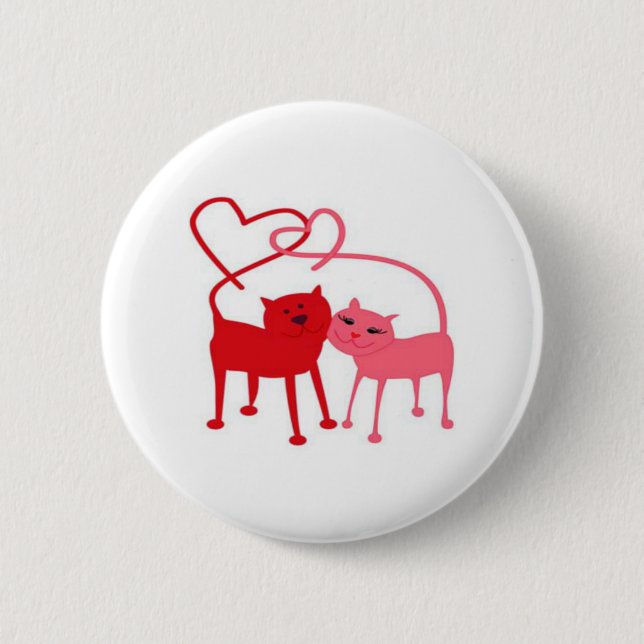 Badge Rond 5 Cm Bouton rond Valentine Cats (Devant)