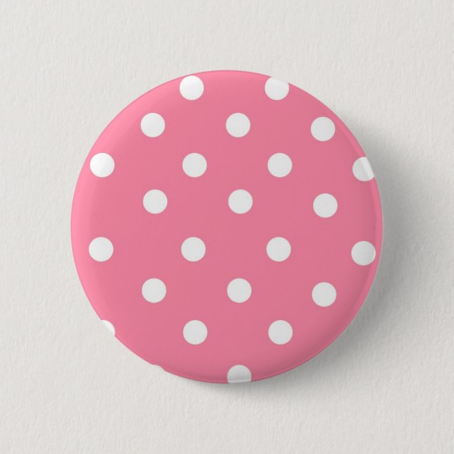 Badge Rond 5 Cm Bouton rose avec points blancs (Devant)