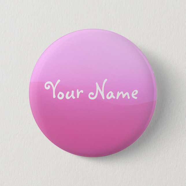 Badge Rond 5 Cm Bouton rose avec votre nom (Devant)