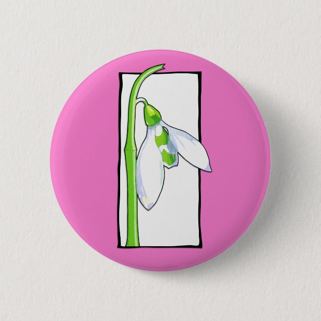 Badge Rond 5 Cm Bouton rose blanc (Devant)