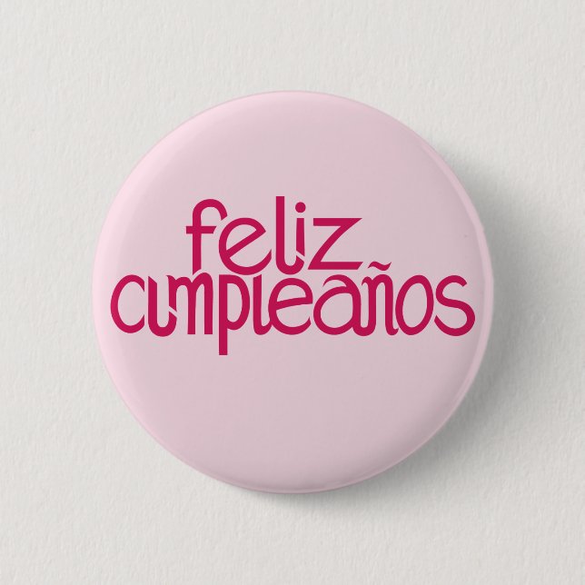 Badge Rond 5 Cm Bouton rose chaud de Feliz Cumpleaños (Devant)