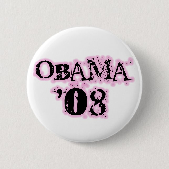 Badge Rond 5 Cm Bouton rose de bord d'Obama 08 (Devant)
