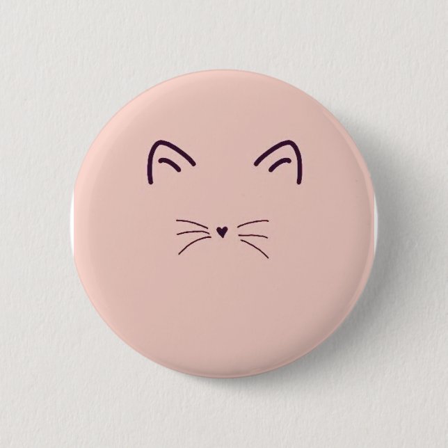 Badge Rond 5 Cm Bouton rose de ~ de chat (Devant)