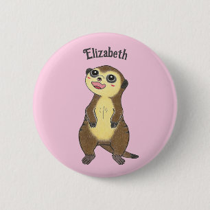 Badge Rond 5 Cm Bouton rose de dessin animé Meerkat