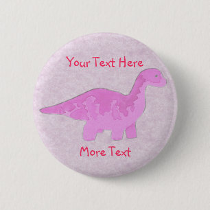 Badge Rond 5 Cm Bouton rose de Dino